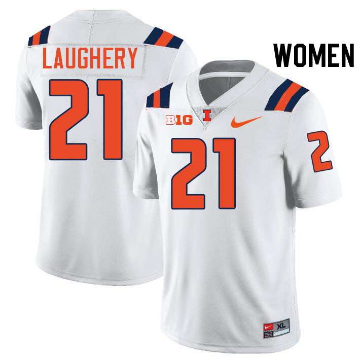 Women #21 Aidan Laughery Illinois Fighting Illini College Football Jerseys Stitched-White